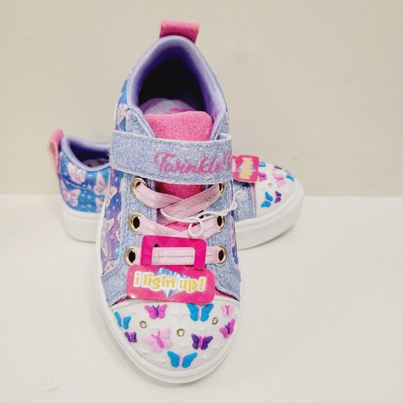 Skechers Twinkle Toe Light-Up! Butterfly Craze Purple Girls Shoes Toddler Sz 7 - Picture 1 of 6